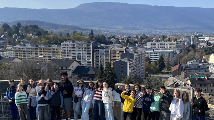 En haut de la tour mi-ronde du Chateau des Ducs de Savoie 